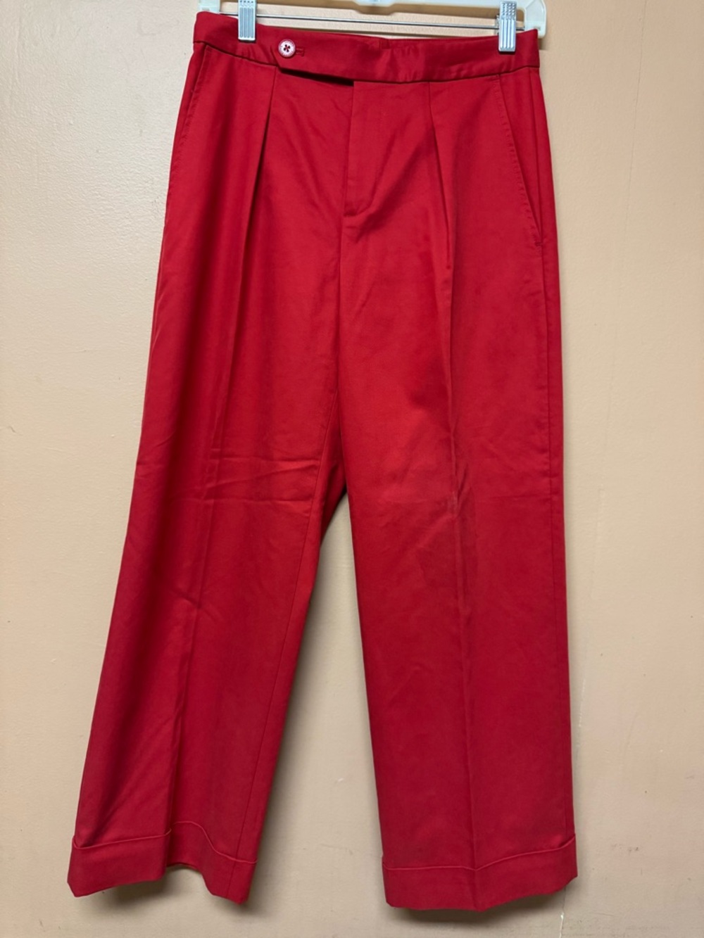 LAUREN RALPH LAUREN Womens Red Rolled Cuffs Ankle Straight Leg Pleated Pants 2